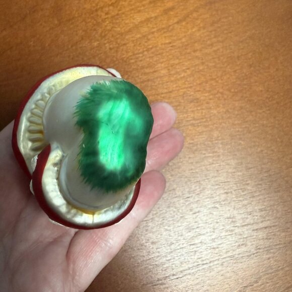 Vintage UT Glass Mushroom Christmas Ornament Red White Glitter Retro Toadstool - Picture 7 of 7